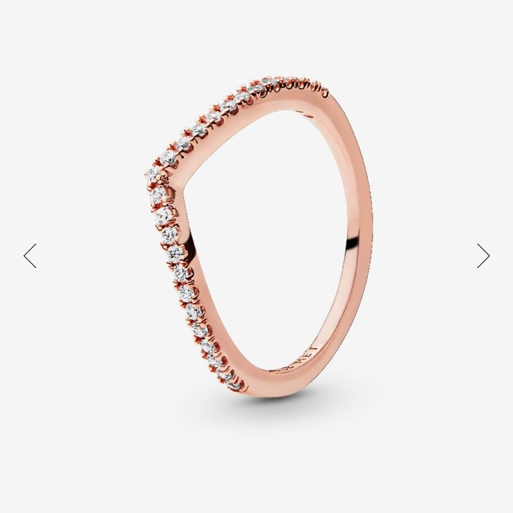 Sparking Wishbone 14k Rose Gold Plated Ring